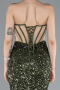 Olive Drab Strapless Slit Long Scaly Mermaid Prom Dress ABU4790