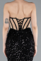 Black Strapless Slit Long Scaly Mermaid Prom Dress ABU4790