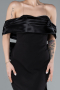 Black Satin Boat Neck Tail Long Mermaid Evening Dress ABU4797