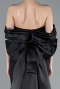 Black Satin Boat Neck Tail Long Mermaid Evening Dress ABU4797