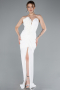 White Rose Strapless Slit Long Mermaid Evening Gown ABU4800