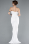 White Rose Strapless Slit Long Mermaid Evening Gown ABU4800
