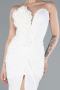 White Rose Strapless Slit Long Mermaid Evening Gown ABU4800