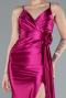 Fuchsia Back And Leg Cleavage Long Satin Prom Gown ABU4814