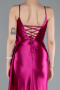 Fuchsia Back And Leg Cleavage Long Satin Prom Gown ABU4814