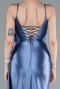 Indigo Back And Leg Cleavage Long Satin Prom Gown ABU4814