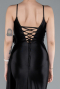 Black Back And Leg Cleavage Long Satin Prom Gown ABU4814