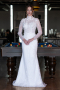 White Long Sleeve Guipure Silvery Tail Wedding Dress ABG115