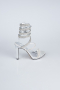 Silver Plaster Fabric Evening Shoe AB1129