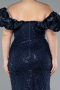 Long Navy Blue Beaded Plus Size Engagement Dress ABU4788