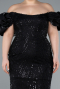 Long Black Beaded Plus Size Engagement Dress ABU4788