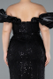 Long Black Beaded Plus Size Engagement Dress ABU4788