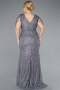 Grey Short Sleeve Stony Long Plus Size Special Design Evening Dress ABU4146