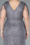 Grey Short Sleeve Stony Long Plus Size Special Design Evening Dress ABU4146