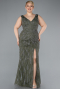 Olive Drab Long Plus Size Evening Gown ABU4717