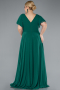Long Emerald Green Plus Size Evening Dress ABU1562