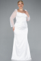 White Long Satin Formal Plus Size Dress ABU4670