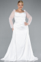 White Long Satin Formal Plus Size Dress ABU4670