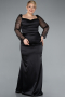 Black Long Satin Formal Plus Size Dress ABU4670