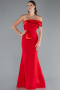 Red Satin One Shoulder Long Mermaid Evening Gown ABU4832
