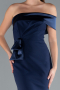 Navy Blue Satin One Shoulder Long Mermaid Evening Gown ABU4832