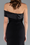 Black Satin One Shoulder Long Mermaid Evening Gown ABU4832