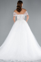 White Off Shoulder Corset Tulle Ball Gown Wedding Dress ABG126