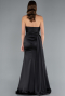 Black Strapless Side Slit Satin Evening Gown ABU4841
