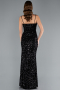 Black Strapless Underwire Slit Long Sequin Evening Gown ABU4842