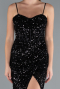 Black Strapless Underwire Slit Long Sequin Evening Gown ABU4842