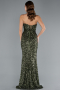 Olive Drab Strapless Long Scaly Mermaid Evening Gown ABU4816