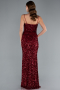 Burgundy Strapless Underwire Slit Long Sequin Evening Gown ABU4842