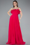 Fuchsia Strapless Long Chiffon Prom Gown ABU4866