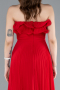 Red Strapless Long Chiffon Prom Gown ABU4866
