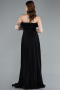 Black Strapless Long Chiffon Prom Gown ABU4866