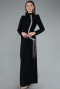 Black Long Sleeve Stand Collar Hijab Evening Dress ABU4877