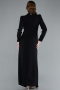 Black Long Sleeve Stand Collar Hijab Evening Dress ABU4877