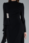 Black Long Sleeve Stand Collar Hijab Evening Dress ABU4879