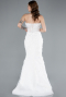 White 3D Floral Strapless Tail Long Wedding Dress ABG127