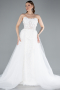 White 3D Floral Strapless Tail Long Wedding Dress ABG127