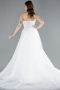 White 3D Floral Strapless Tail Long Wedding Dress ABG127