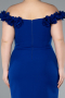 Midi Sax Blue Plus Size Party Dress ABK2318