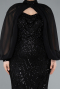 Black Long Beaded Plus Size Evening Gown ABU4890