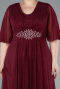 Burgundy Short Sleeve V Neck Long Glittery Plus Size Evening Dress ABU4887