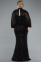 Black Long Beaded Plus Size Evening Gown ABU4890