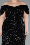 Long Black Scaly Plus Size Evening Gown ABU4863