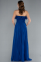 Sax Blue Strapless Long Chiffon Prom Gown ABU4866
