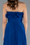 Sax Blue Strapless Long Chiffon Prom Gown ABU4866