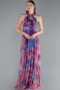 Sax Blue Long Invitation Dress ABU674