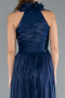 Navy Blue Halter Neck Long Chiffon Evening Dress ABU4811